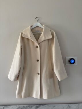 Perry Ellis Portfolio - Cream Single-Breasted Wool-Blend Pea Coat